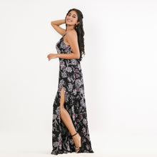 Load image into Gallery viewer, High Neck Tie Back Floral Maxi
