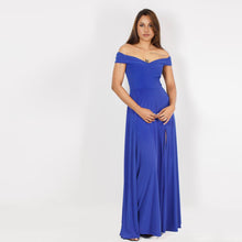 Load image into Gallery viewer, Off Shoulder Gathered Front Evening Gown
