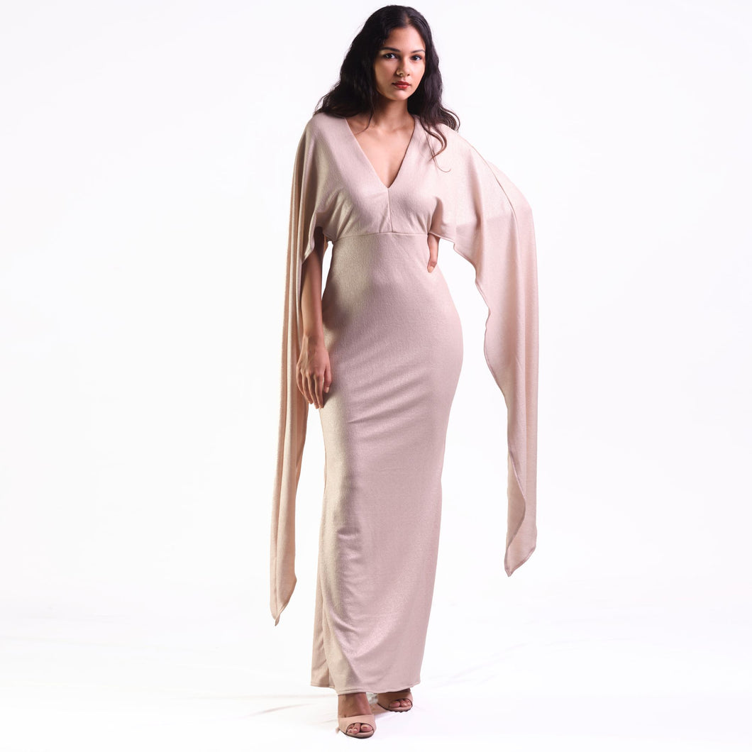 Cape Sleeved Kaftan Evening Gown