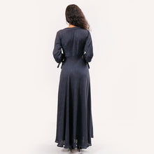 Load image into Gallery viewer, Mock Wrap Evening Gown w/ Long Sleeves
