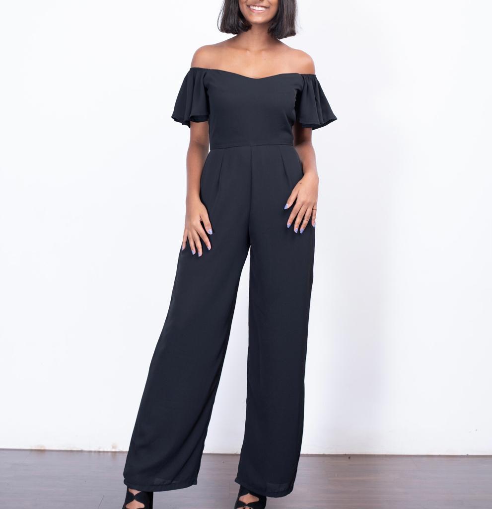Off Shoulder Frill Sleeve Jumpsuit
