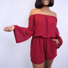 Load image into Gallery viewer, Off Shoulder Long Retro Sleeve Romper
