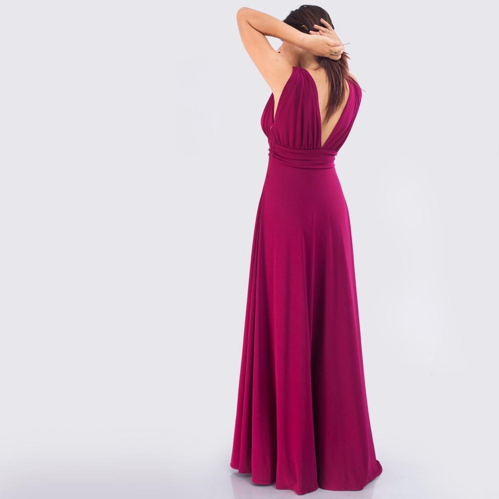 Grecian Plunge Neck Flared Evening Gown  1.O.A.K.