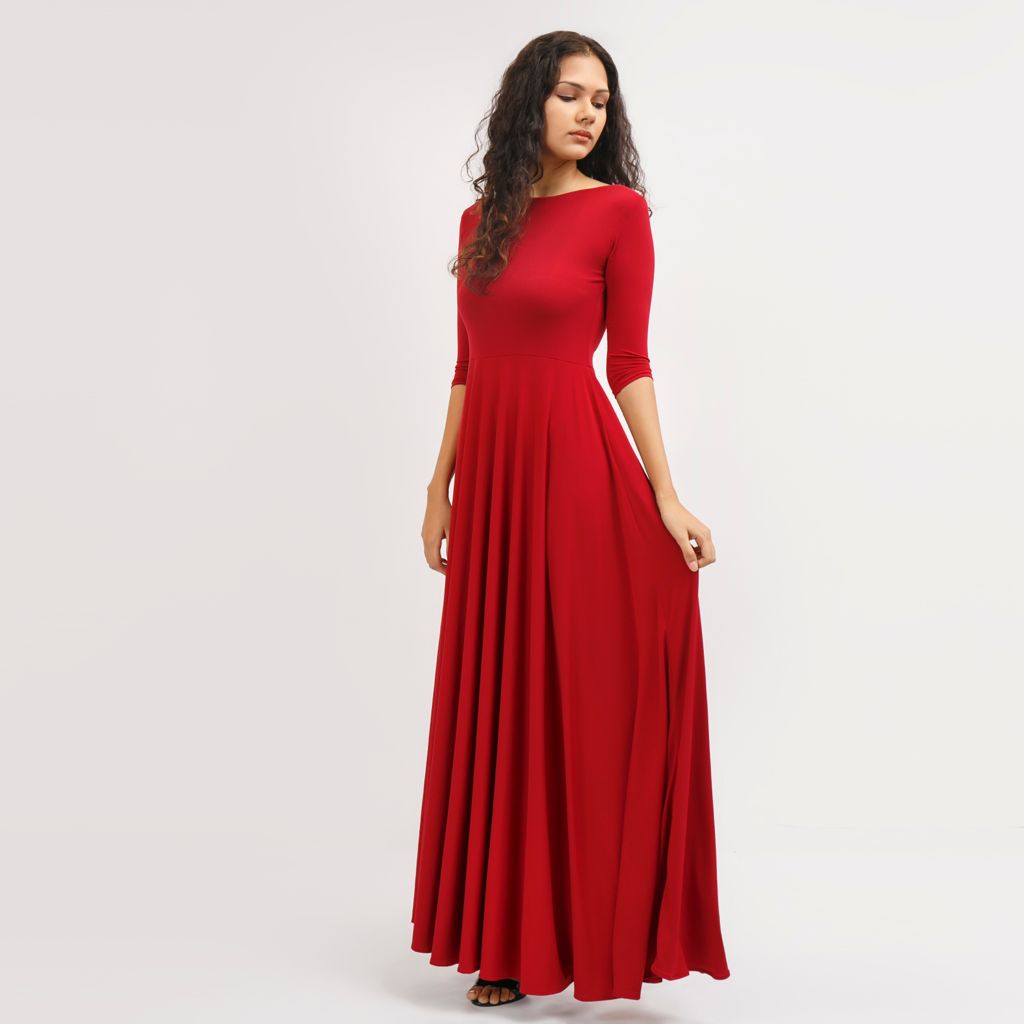 Boat Neck Evening Gown