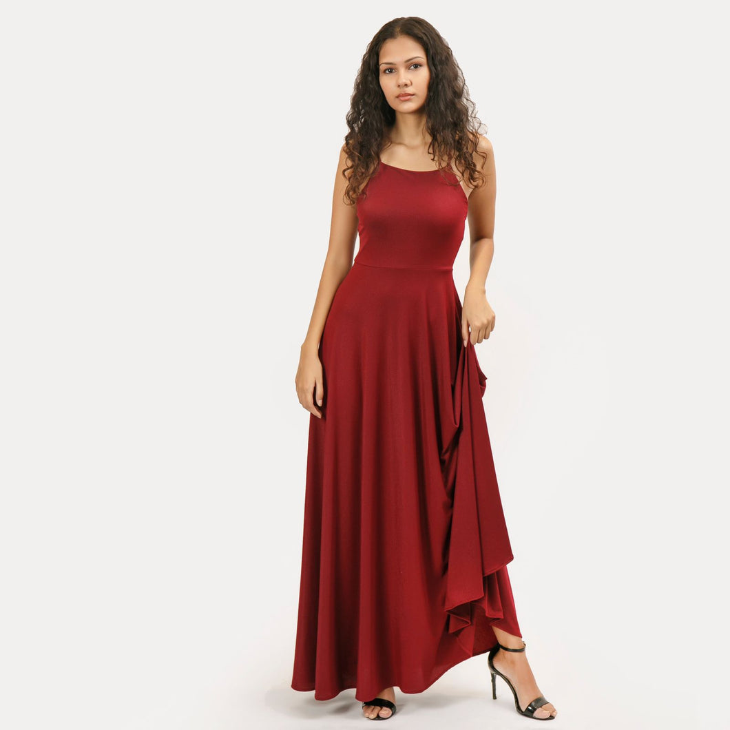 Criss Cross Tie Back Evening Gown