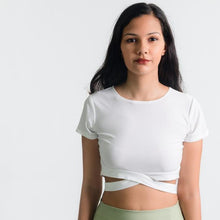 Load image into Gallery viewer, Short Sleeve Tie Back Crop Top
