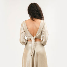 Load image into Gallery viewer, Boat Neck Tie Back Crop Top
