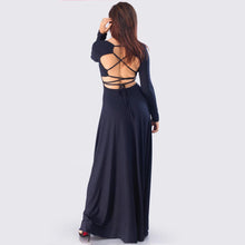 Load image into Gallery viewer, Boat Neck Criss Cross Back Evening Gown w/ Long Sleeves
