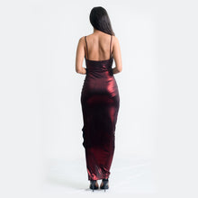 Load image into Gallery viewer, Mock Wrap Pleated Metallic Evening Gown
